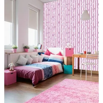 Tapeta DIMEX | Vliesová tapeta na zeď Dimex Line WP-030-04 | 0,75 x 10 m | růžová, bílá + Vliesová tapeta na zeď Dimex Line WP03005 v rozměru 0,75 x 10 m