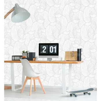 Tapeta DIMEX | Vliesová tapeta na zeď Dimex Line WP-019-02 | 0,75 x 10 m | bílá, šedá + Vliesová tapeta na zeď Dimex Line WP01903 v rozměru 0,75 x 10 m