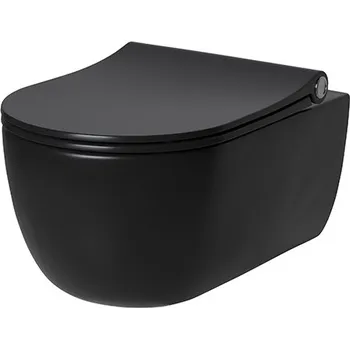 Klozet Noken Acro Compact WC závěsné 54x35,5 cm včetně odnímatelného sedátka Soft-Close, Rimless, černé matné, 100282269