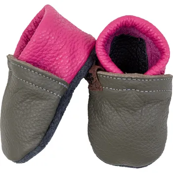 Capáčky šedo-růžové kožené capáčky