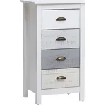 Bílo-šedá borovicová komoda Marckeric Romantica 46 x 35 cm