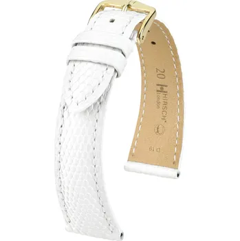 Řemínek na hodinky Kožený řemínek Hirsch London L 04366000-1, bílý, ještěrčí kůže, délka L, Quick Release - 20 mm