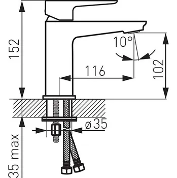 Vodovodní baterie Ferro Adore, Umyvadlová baterie, černá-chromová, BDR2BLC