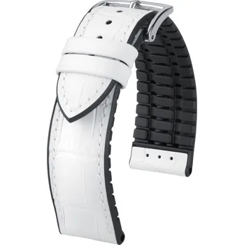 Řemínek na hodinky Kožený řemínek Hirsch Paul M 0925028100-2, bílý, teletina/přírodní kaučuk, délka M, Quick Release - 20 mm