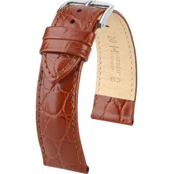 Řemínek na hodinky Kožený řemínek Hirsch Crocograin L 12322870-2, hnědý, teletina, délka L, Quick Release