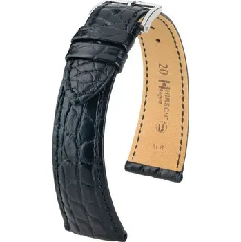Řemínek na hodinky Kožený řemínek Hirsch Regent L 04107059-2, černý, aligátoří kůže, délka L, Quick Release