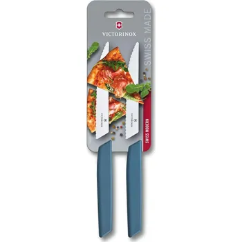 Kuchyňský nůž Sada 2 ks steakový nůž 12 cm modrý SWISS MODERN - Victorinox (Zoubkovaný nůž na steak 12 cm set 2ks SWISS MODERN modrý - Victorinox)