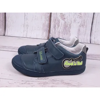 Chlapecké polobotky D.D.step Celoroční kožené boty obuv D. D. step S049-839E tmavomodré s kytarou Rock n roll velikost: 36