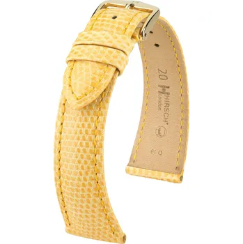 Řemínek na hodinky Kožený řemínek Hirsch London L 04366073-1, žlutý, ještěrčí kůže, délka L, Quick Release