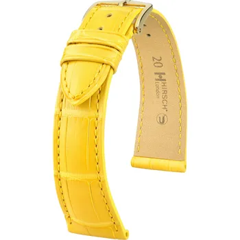 Módní doplněk Kožený řemínek Hirsch London L 04307072-1, žlutý, aligátoří kůže, délka L, Quick Release