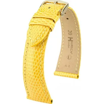 Řemínek na hodinky Kožený řemínek Hirsch London L 04266072-1, žlutý, ještěrčí kůže, délka L, Quick Release - 22 mm