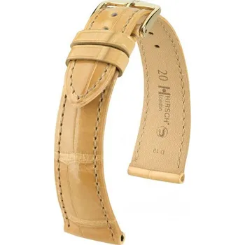 Módní doplněk Kožený řemínek Hirsch London L 04207090-1, béžový, aligátoří kůže, délka L, Quick Release - 19 mm (spona 16mm)
