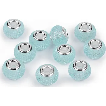 Dětské navlékací korálky Plastové broušené korálky s velkým průvlekem 9x14 mm 200624 - 14 světlý tyrkys