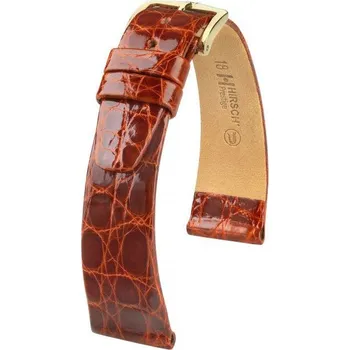 Řemínek na hodinky Kožený řemínek Hirsch Prestige L 02208070-1, hnědý, krokodýlí kůže, délka L, Quick Release - 16 mm