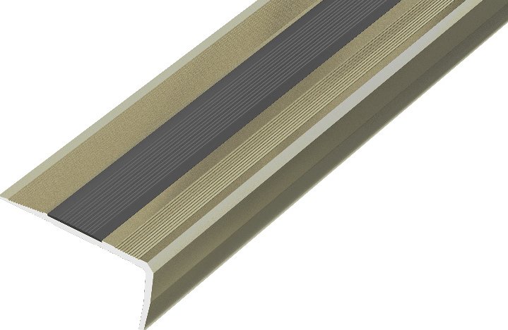AP12/1 schodová lišta vrtaná ACARA, hliník elox titan, guma černá, 18 mm, 0,9 m