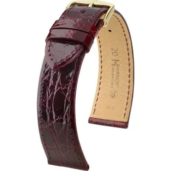 Řemínek na hodinky Kožený řemínek Hirsch Genuine Croco M 01808160-1, červený, krokodýlí kůže, délka M, Quick Release - 13 mm