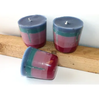 Svíčka Barevná svíčka Magic Wish - 5 vrstev pastelových barev, 4 světové spojnice 3129 (Ruční výroba, Originální kousek, Obřadní svíčka)