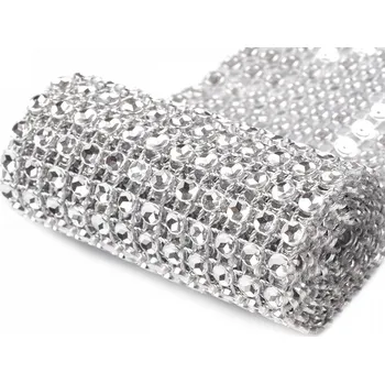 Diamantový pás / borta šíře 58 mm, barva 2 stříbrná