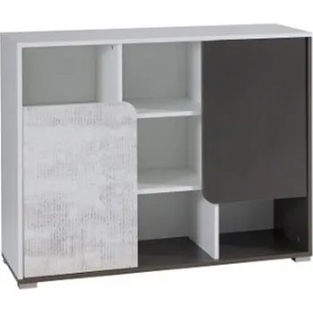 Knihovna FalcoNabytek Regál Bruce R5 bílá/grafit/enigma