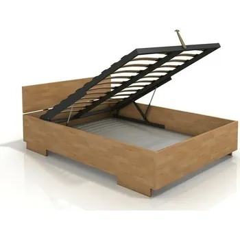 Postel Visby Postel s úložným prostorem Bergman High BC Long 180x220 cm, buk masiv (Barva dřeva: Ořech, Volba roštu: Lamelový rošt)