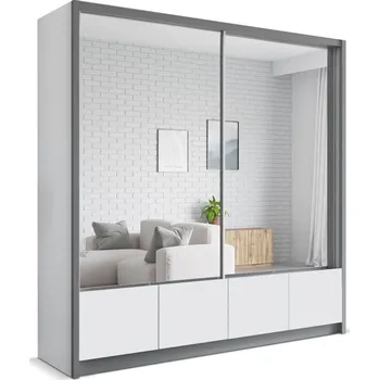 Šatní skříň Arkos Šatní skříň Luis 200, v217 x š204 x h62cm, bílá, šedá / bílá, lamino