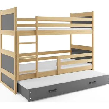 Postel BMS GROUP Patrová postel s přistýlkou RICO 3 90x200 cm, borovice/grafitová (Volba matrace: Pěnová matrace)
