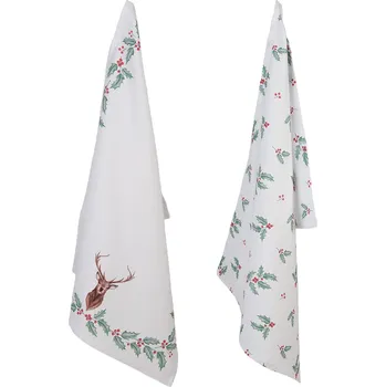 Utěrka Sada 2 bavlněných kuchyňských utěrek Holly Christmas - 50*70 cm