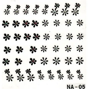 Jemné černé květy s barevným kamínkem