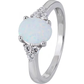 Prsten Bealio BEALIO Stříbrný prsten ELEGANTNÍ bílý OPÁL Velikost prstenu: 55 03-05244-0604