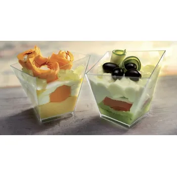 Jednorázové nádobí Plastový pohárek na mono-porce / dezerty čtvercové 60 ml průhledný, bal. 60 ks