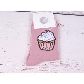 Ponožky YO Jazzy růžové s cupcake velikosti ponožek: 23-25 (EUR vel. 35-38)