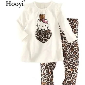 Čína Dívčí dlouhá bavlněná pyžámka s potiskem, 2-7 let Varianta: Hello Kitty, gepard, Velikost: 5 let