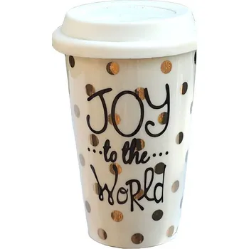 Keramický hrnek s víčkem, bílý VÁNOCE