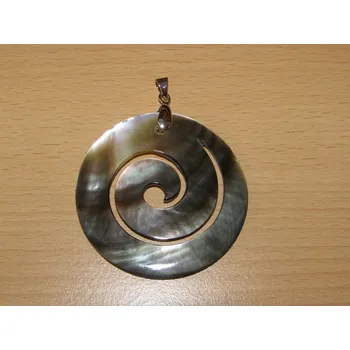 Drahý kámen Perleť tmavá - Přívěsek - spirála - kpp36