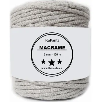 Příze Macrame příze KaFanta 5mm/100m - šedá