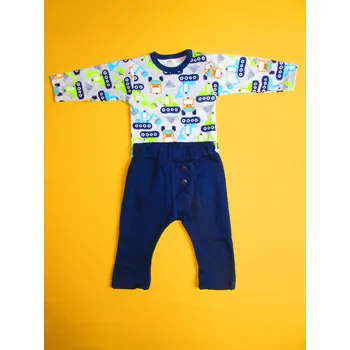 Kojenecká souprava Arex, ČR Kojenecký chlapecký dvoudílný set, dlouhý rukáv Barva: tmavěmodrá+šedá, Velikost: 86