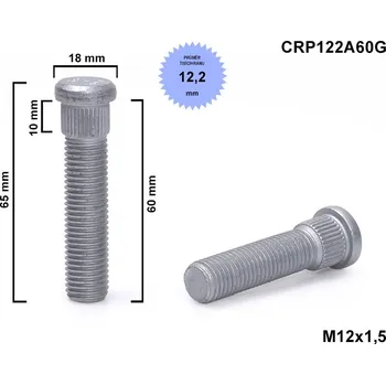 Kolový svorník - šteft M12x1,5x60 tisícihran průměr 12,2mm CRP122A60G