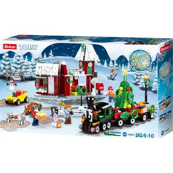 Stavebnice Sluban Sluban Town M38-B0887 vánoční vesnice s vláčkem