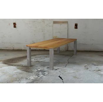 Jídelní stůl HAHNHOLZ Bukový stůl s ocelovými nohami Objednat v délce: 140 cm, šířka: 80 cm, výška: 80 cm