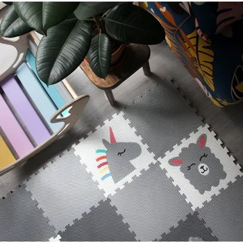 MINIDECKFLOOR PĚNOVÉ PUZZLE 12 DÍLŮ - BERÁNEK, LAMA, JEDNOROŽEC, DUHA