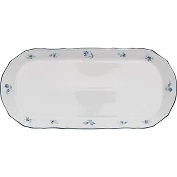 Thun 1794 Podnos čtyřhranný, 37 cm, český porcelán, Bernadotte, modré růžičky, Thun