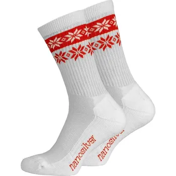 Pánské ponožky nanosilver® Zimní ponožky thermo SNOW bílá/červená Velikost: XL 47/49