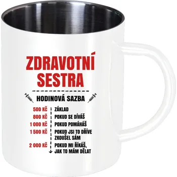 Nerezový hrnek Hodinová sazba - zdravotní sestra