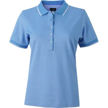 Dámské tričko Dámské triko s límečkem trendy JAMES NICHOLSON JN703 LIGHT BLUE/WHITE M