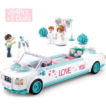 ostatní stavebnice Čína Stavebnice se svatební tématikou Set: svatební limuzína 204 ks + 3 figurky