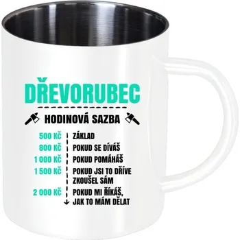 Nerezový hrnek Hodinová sazba - dřevorubec
