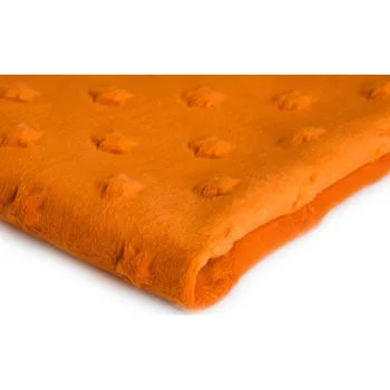 Látky mikroplyš Minky Hvězdy, barva Pomerančová 26