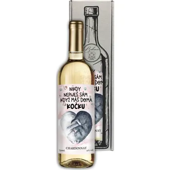 Dárkové víno - Kočka - Nepiješ sám - Chardonnay 0,75