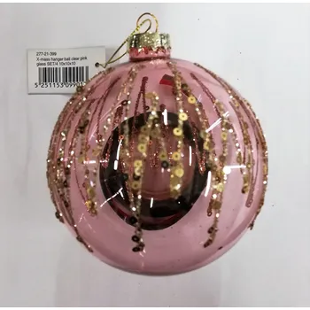 Vánoční ozdoba Colmore By Diga Vánoční ozdoba - růžová průhledná koule s glitry ø 10 cm