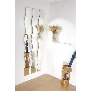 Zrcadlo Zrcadlo na zeď do pokoje ložnice koupelny tvarové FANCY o síle 3 mm, 20 x 160 cm, vlnka, broušené hrany, včetně závěsu 160-200